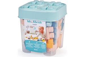 Jouets Ecoiffier - 7916 - Mes premières Briques - BB Abrick - Jeu d'eveil - 50 pces - A partir de 12 Mois - Origine France Garantie, Pastel