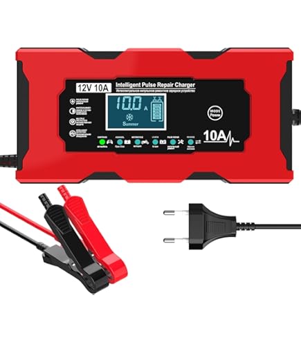 12 V 20 A 24 V 10 A Car Charger, Car Charger, Multiple Protection, Intelligent LED Display, Fully Automatic Charger for Car, Motorcycle, Boat