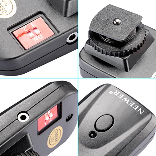 Neewer 4 Canaux FM Radio D  clencheur    Distance Sans Fil Pour Flash pour Canon 580EX II 580EX 550EX 540EZ 520EZ 430EX 430EZ 420EX 420EZ 380EX  Nikon SB-800 SB-600 SB-28 SB-27 SB-26 SB-25 SB-24  Olympus FL-50 FL36  Pentax AF-540 FGZ AF-360 FGZ AF-400 FT AF-240 FT  Sigma EF-500 DG Super EF-500 DG ST EF-430  Sunpak Auto 2000DZ 622 Pro 433AF 433D 383 355AFm 344D 333D  Vivitar 285HV et d   Autre Flash avec Sabot Universel  1   metteur   3 R  cepteur 