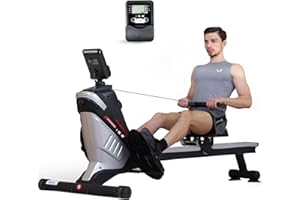 ISE Máquina De Remo para casa, Silenciosa, Máquina Remo Magnético, Remo Gimnasio En Casa con 8 Niveles de Resistencia, Fuerza de Tracción máx de 15KG, Remo Maquina Ejercicios En Casa