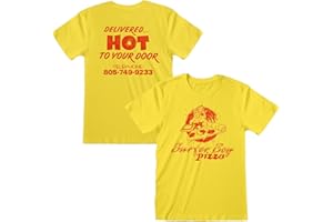 HEROES INC. Stranger Things Surfer Boy Pizza Adults Yellow T-Shirt - Large
