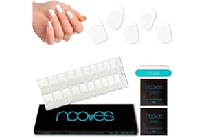 NOOVES - Láminas de Gel para Uñas|Manicura Francesa|French Grace 20 uds, Uñas de Gel Semicuradas Premium, Gel Nail Stickers,Pegatinas Uñas de Gel, Incluye 1 Lima de Uñas y 1 Palito de Naranjo, Vegano