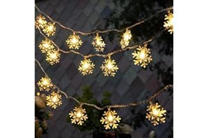 TNMOO Luces de Navidad Copo de Nieve, 6M 40LED Luces de Hadas Copo de Nieve 8 Modos Luz Navidad con Pilas, Cadena de Luces para Decoración Interior Exterior Bodas Fiesta Patio Jardín Bar