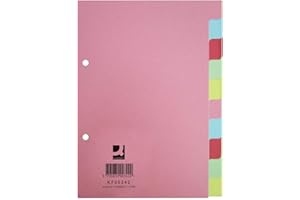 Q-Connect 932587 Intercalaire Carte 10 Positions A5 148x210mm 2 Trous 175g/m2 C Indice Pastel Assorties