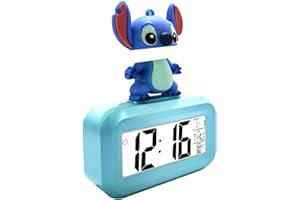 HOAQPPOY Reveil Stitch, Reveil Enfant Stitch, Stitch Fille Reveil Matin, Réveil Stitch, Reveil Numerique LED, Reveil Lumineux, Réveil Numérique, Réveil Matin, Réveil Lumineux, Lilo et Stitch(Bleu)