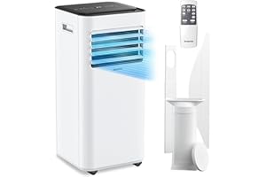 Emperial Air Conditioner 9000 BTU, 4-in-1 Portable Air Conditioning Unit, Dehumidifier, Cooling Fan with 2 Fan Speeds, Digital Display, Remote Control, 24 Hour Timer & Dual Window Venting Kit