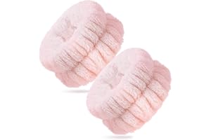 XINNUN Bracelet de Lavage de Visage Bandeau de Poignet de Spa Bracelet en Flanelle de Maquillage Bracelet Absorbant de Yoga Bande Élastique de Lavage de Visage pour Femmes Filles (Rose)
