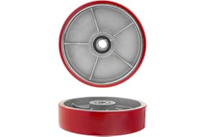 PLODAXE 2 ruote di sollevamento in poliuretano 180 x 50 mm, ruote girevoli in pallite, asse rosso, diametro 20 mm, con cuscinetti a sfera per carrelli sollevatori