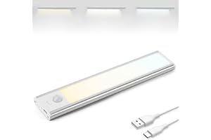Brendz Schranklicht mit Bewegungsmelder, Kleiderschrank Beleuchtung, 20cm, 3 Farbtemperaturen, Aufladbar, Dimmbare Schrankbeleuchtung, Led Lichtleiste Kabellos, Silber