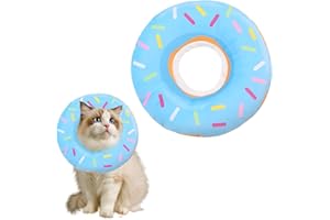 HALIT Donut Collar, 1 Pc Adjustable Soft Blue Recovery Collar & Cone for Cats & Small Dogs, Cute & Safe Neck Protection