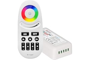 LIGHTEU®, mando a distancia LED de 2,4 GHz y controlador RF para tiras de LED RGBW (RGB+blanco), control síncrono, Milight Miboxer fut028
