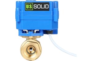 U.S. Solid 1/2" Válvula Motorizada 9-24V AC/DC Latón 2 Vias Válvula de bola electrica Normalmente Cerrado (NC), 2 Cables, Regreso Automatico