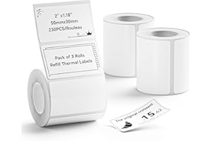 NIIMBOT 3 Rollos Etiquetas de 50 x 30 mm para impresoras de etiquetas B1, B21, B21 Pro y B3S,Impermeables y resistentes al aceite, personalizables y editables para el hogar,la escuela y la oficina