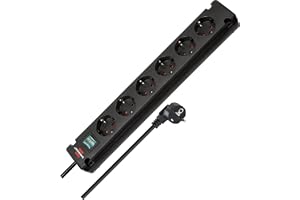 Brennenstuhl 1150650316 Grenuttag, Svart, 3 m, 6 gånger