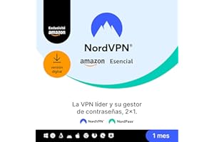 NordVPN Amazon Esencial, 10 dispositivos, 1 mes, VPN & gestor de Contraseñas, código