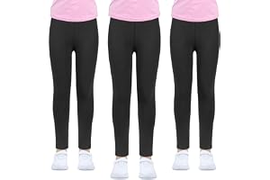 ouhos 3-pack leggings, flickor, svarta, vita, hög midja, leggings, barn, sportleggings, långa, mjuka, elastiska bas-sportbyxo
