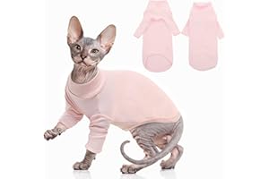 PUMYPOREITY Sphynx Katzenpullover, Baumwolle Kleidung Haarlose Katze Atmungsaktiv T-Shirts Haustierkleidung Weste Kätzchen Shirts Weiche Hautfreundliche Bekleidung Outfit(Rosa, XL)