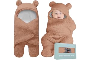 BlueMello Baby Swaddle Blanket | Ultra-Soft Plush Essential for Infants 0-6 Months | Receiving Swaddling Wrap Brown | Ideal Newborn Registry and Toddler Boy Accessories | Perfect Baby Girl Shower Gift