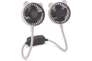 Bärbar Halsfläkt Dual Head Bärbar USB Uppladdningsbar Mini Hängande Fläkt för Kontorsresor