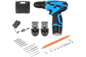 VOLTIX Trapano Avvitatore a Batteria 12V, 2 Batterie al Litio, 24 Accessori, LED Luce, Velocità Regolabile 600/1300 giri/min, 18+1 Frizione Regolabile, Set Completo per Fai da Te e Lavori