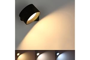 Anmossi Applique Murale Rechargeable,Spots Muraux Intérieure à LED à Commande Tactile,3 Niveaux de Luminosité 3 Températures de Couleur,Rotation à 360° Lampe de Chevet pour Chambre à Coucher(Noir)