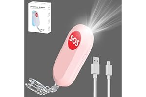 HEYI Personal Alarm for Women Panic Alarm Safe Sound Alarm Rope Alarm Loudest Police Approved Safety Security Rape Alarm for Dog Walker Jogger with Strobe LED Light Rechargeable Cable Youthful Pink