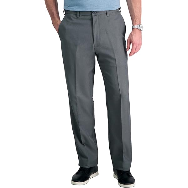 Haggar Men's Premium No Iron Khaki Classic Fit Flat Front Casual Pant