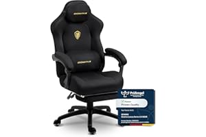 Dowinx Chaise Gaming Ergonomique avec Coussin Lombaire Massant Réglable, Fauteuil Gamer en Velours, Assise Épaissie, Repose-Pieds Rétractable, Accoudoirs Réglables, Dossier Inclinable 160°, Noir