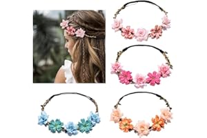 YIFLorine TANG 4-Pack Blumenkranz Haarbänder Elegante Blumenkronen für Hochzeiten, Festivals, Partys und Strände Wiederverwendbar Einstellbar für Frauen Mädchen Head flower garland
