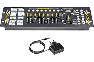 JINDAAUDIO Contrôleurs Lumière Pour Scène, Controleur Jeux De Lumiere DMX, 192 Canaux DMX 512 Scène DJ Light Controller Pour Spectacles De Lumière