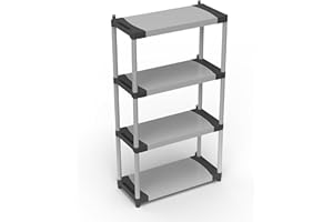 Adventa: Étagère en résine de PVC et PP, 4 étagères, Facile à Assembler, système modulaire, Durable, adaptée aux environnements intérieurs et extérieurs, 80 L x 40 x 165 H cm
