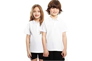 Listers Schoolwear Age 3-16 White 100% Cotton School Plain Polo Shirt Short Sleeve Childrens Boys Girls P.E.