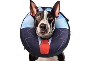 SMIM Inflatable Dog Collar with Quick Release and Adjustable Fit,This Protective Dog Cone for After Surgery Protects from Stitches, Bites, Licks and Wounds, Soft Pet Recovery Collar for Dogs Black, Medium