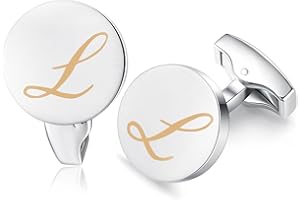 Honey Bear Carta Inicial Alfabeto Gemelos - Acero Inoxidable para la Camisa de los Hombres Regalo de Boda del Negocio (Plata)