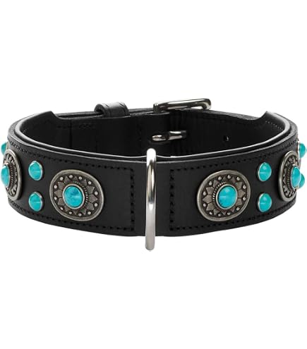 Bestia Gold Giant Hundehalsband – 6,3 Cm Breit, Aus Weichem Leder Mit Spikes, Für Große Hunde Wie Rottweiler & Dobermann
