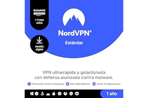 NordVPN Estándar, Exclusivo de Amazon, 10 Dispositivos, 1 Año + 1 Mes Extra, Código Digital