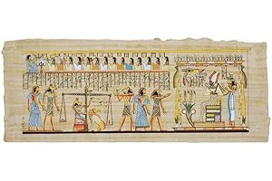 HORUS ARTESANÍA DE EGIPTO PAPIRO EGIZIO, Giudizio finale, Pittura di Papiro Egizio Originale Dipinto a Mano in Egitto, Decorazione dell'Antico Egitto, Papiro di Hunefer. 35x80 cm