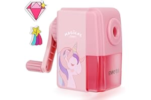 TCJJ Anspitzer Mit BehäLter Für Kinder, Einhorn Bleistiftspitzer FüR Haus Und Klassenzimmer, Schön Anspitzer Mit Kurbel, Anspitzer Kinder Mit Einhorn SchulzubehöR FüR MäDchen