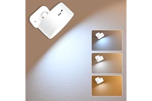 Pagezol LED Wall Light, Rechargeable LED Wall Lamps, 360°Rotatable Dimmable Touch Control, Reading Light, USB Wall Spotlights, Night Lights, Wireless Wall Light for Living Room Bedroom (White)