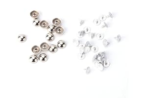 WedDecor 6mm Round Dome Head Punk Studs Mushroom Rivets with Back Pins for Dog Collars, Bags, Leathercraft, Goth Clothing, Scrapbooking, DIY Projects, Silver, 100pcs