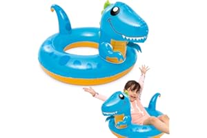 POPOYU Gonfiabili per piscina per bambini dai 2 ai 6 anni, dinosauro che nuota, 81 x 58 cm, anello in gomma per piscina, giocattoli da piscina per bambini, anello da nuoto con code per ragazzi e ragazze,