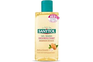 Sanytol - Gel Mains Désinfectant Peaux Sensibles - Amande Douce - 75 ml - Bactéricide, Virucide, Fongicide - Hypoallergénique, Testé Dermatologiquement