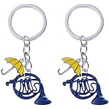 USTNIR Portachiavi in Corno Francese, 2 PCS Portachiavi Smalto Corno Blu Ciondolo Ombrello, portachiavi How I Met Your Mother