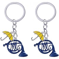 USTNIR Portachiavi in Corno Francese, 2 PCS Portachiavi Smalto Corno Blu Ciondolo Ombrello, portachiavi How I Met Your Mother