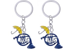 USTNIR Llavero Cuerno Francés, 2 Piezas Colgante Esmalte Azul Cuerno Paraguas, Llavero How I Met Your Mother, Regalos para Padres, Regalos de Cumpleaños, Regalos de Fiestas