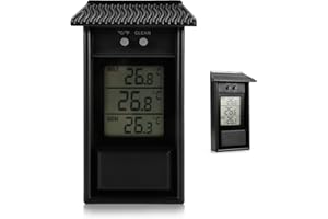 PCXWTLN Greenhouse Thermometer, Outdoor Thermometer Weatherproof, Digital Max Min Greenhouse Monitor 0.1 °C Resolution, -20-50 °C Temperature Range, Thermometers for Garden Indoor Outdoor Home