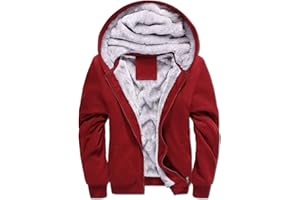 VSUSN Sudadera con Capucha para Hombre con Cremallera Manga Larga Ropa de Abrigo Invierno Cálido Forro Polar Chaqueta Más Dicke Sudaderas con Capucha
