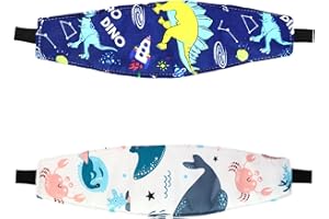 2 Stück Kinder Kopfstütze, weiches Kopfband für bequemes Schlafen unterwegs, verstellbare Komfortstütze für Kinderwagen und Reise, mit Stirnpolster