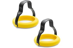 Dreamfarm Flegg 3-in-1 Anelli per uova flessibili in silicone, palette e cucchiai per servire, sicuri su superfici antiaderenti - Confezione da 2, giallo/nero
