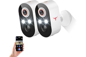 BoldHero 1080p Wireless Security Camera, 2.4GHz Wi-Fi, Cloud Storage, Color Night Vision, AI Human Detection, PIR Motion Detection, 2-Way Talk, Outdoor Surveillance Bullet Cam (2 Pack)